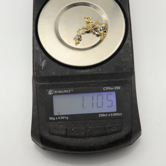 Evil Eye Bracelet for kids 14k Yellow Gold Adjustable Length Real Gold - Picture 6 of 7